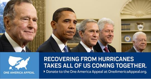 5 American Presidents launch One America to help Hurricane Victims